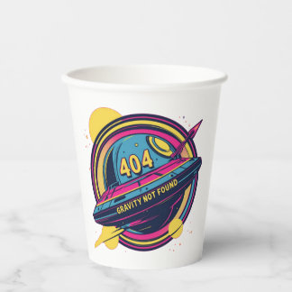 404 Gravity Not Found – Retro Space Pop Art Paper Cups