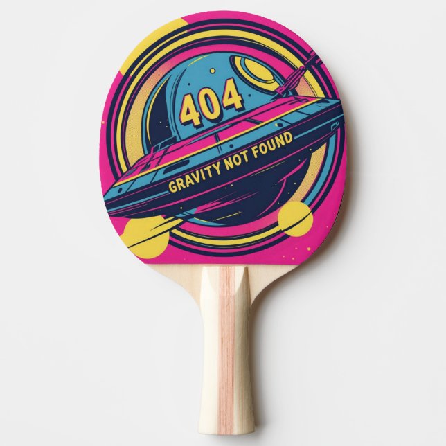404 Gravity Not Found – Retro Space Pop Art Ping Pong Paddle (Front)