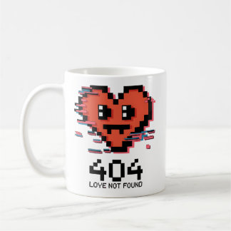 404 Love Not Found – Glitched Pixel Heart Coffee Mug