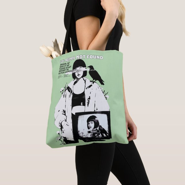 404: Normal Not Found – Glitched Soul Tote Bag (Close Up)