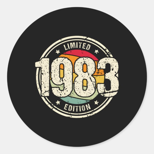 40 1983 40Th Classic Round Sticker (Front)