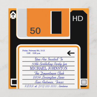 40.50,60 Age Retro Floppy Disc Birthday Invitation