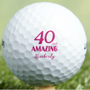 40 and Amazing Mum Gift – Pink 40th Birthday Golf Balls