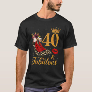 40 And Fabulous 40 Years Old Queen High Heels Leop T-Shirt