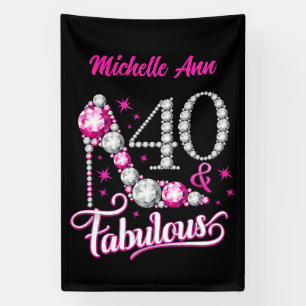 40 and Fabulous, 40th Birthday, any name, editable Banner