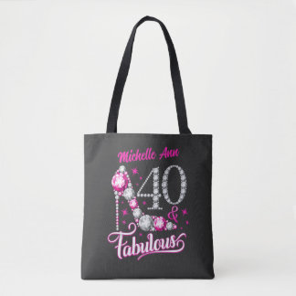 40 and Fabulous, 40th Birthday, any name, editable Tote Bag