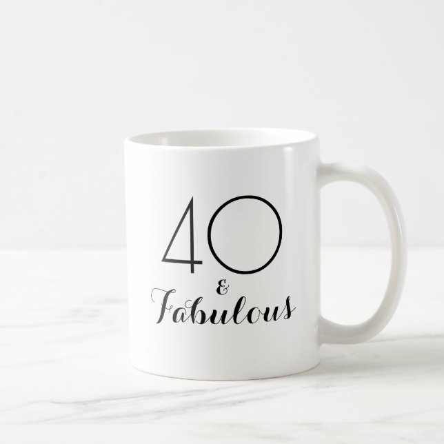 40 and Fabulous 40th Birthday Gift Mug Black (Right)