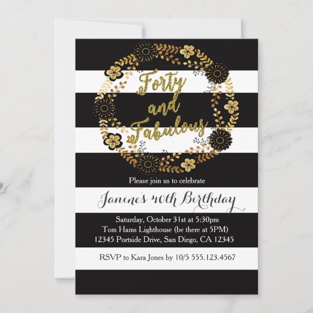 40 and Fabulous 40th Birthday Invitation (Front)