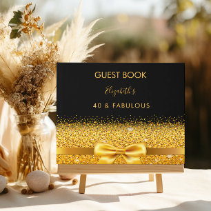 40 and fabulous 40th birthday party black bow glam guest book