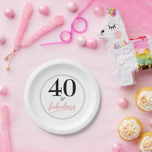 40 and Fabulous 40th Birthday Party Paper Plate (Party)