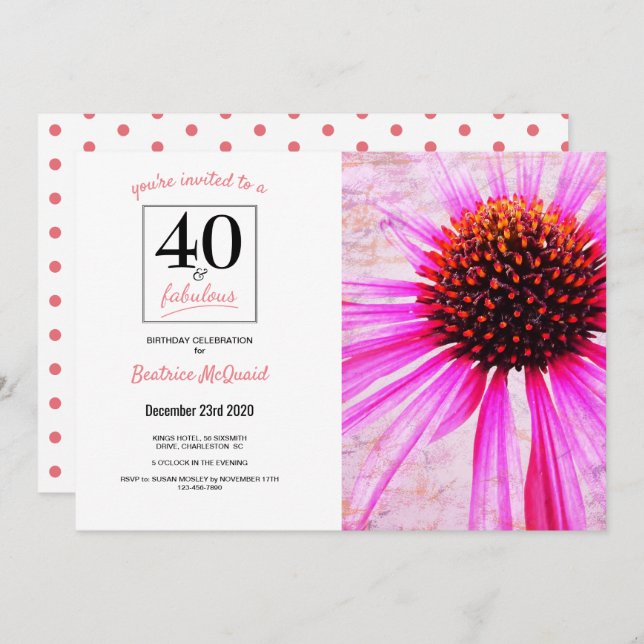 40 and Fabulous 40th Birthday Photo Invitation (Front/Back)
