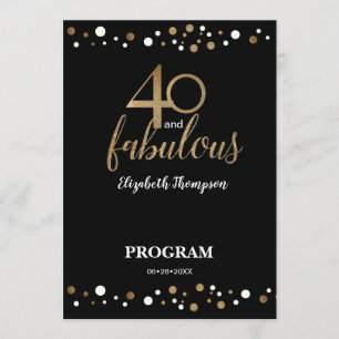 40 and fabulous 40th Birthday Program