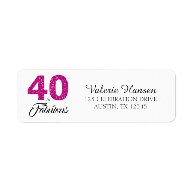 40 and Fabulous 40th Birthday Return Address Label (Front)