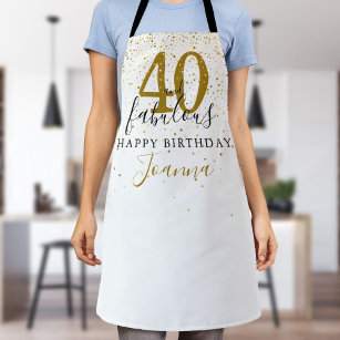 40 and Fabulous Birthday Elegant Gold and Black Apron