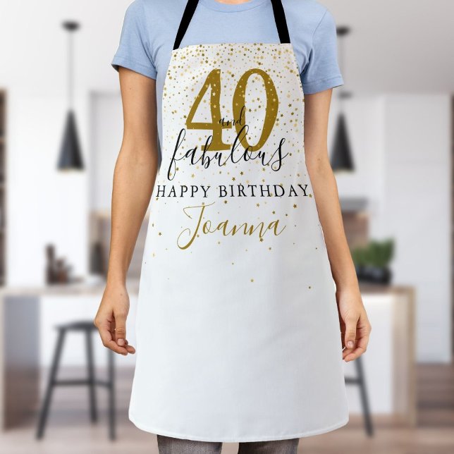 40 and Fabulous Birthday Elegant Gold and Black Apron (40 and Fabulous Birthday Elegant Gold and Black Apron)
