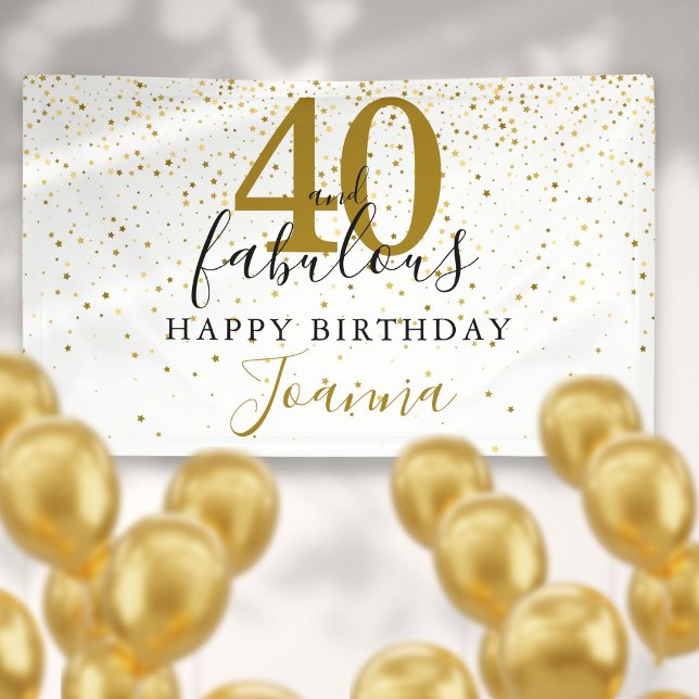 40 and Fabulous Birthday Elegant Gold and Black Banner (40 and Fabulous Birthday Elegant Gold and Black Banner)