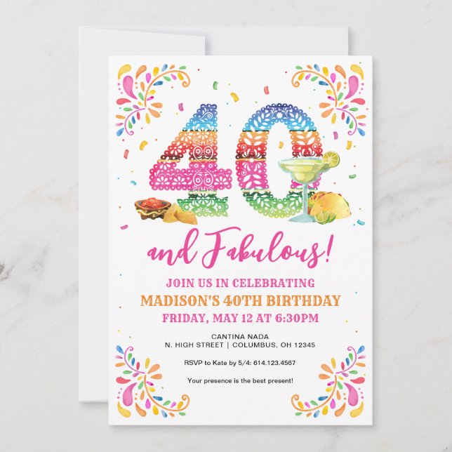 40 and Fabulous Birthday Fiesta Invitation (Front)