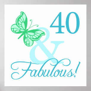 40 And Fabulous Birthday Gifts (Aqua) Poster