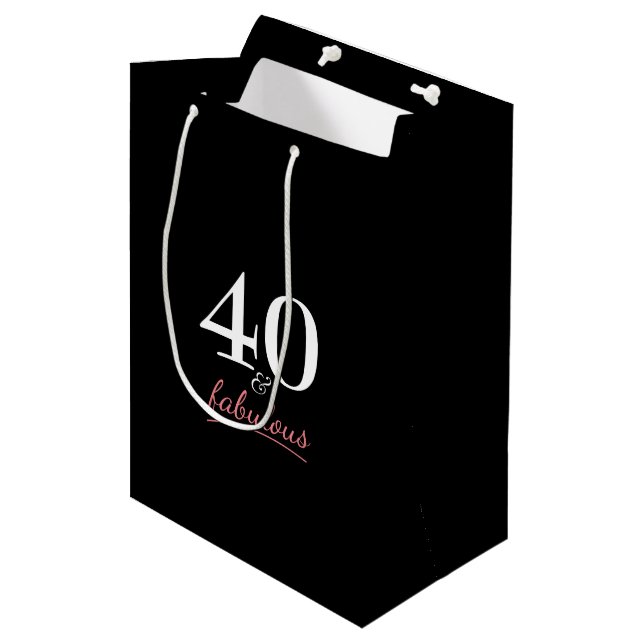 40 and Fabulous Birthday Medium Gift Bag (Front Angled)