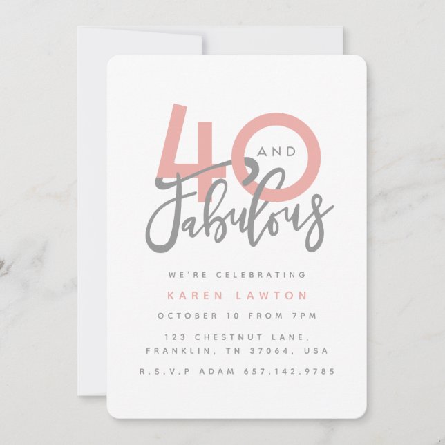 40 and fabulous birthday party invitation (Front)