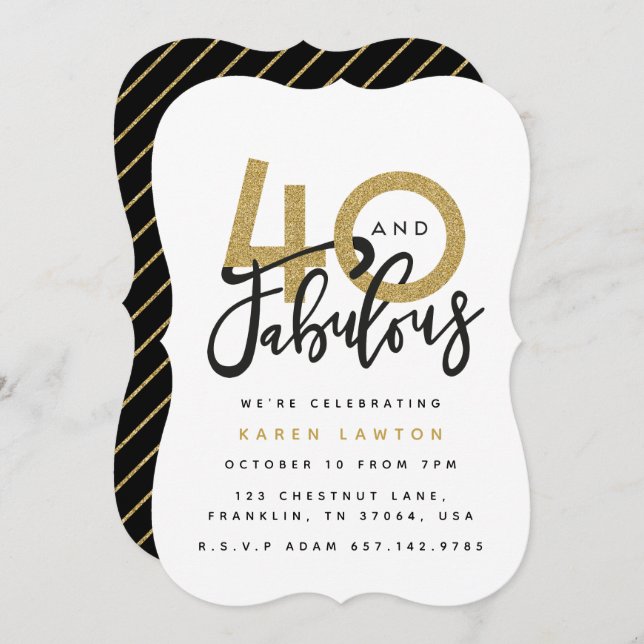40 and fabulous birthday party invitation (Front/Back)