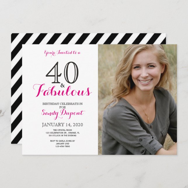 40 and Fabulous Birthday Party Invitation (Front/Back)