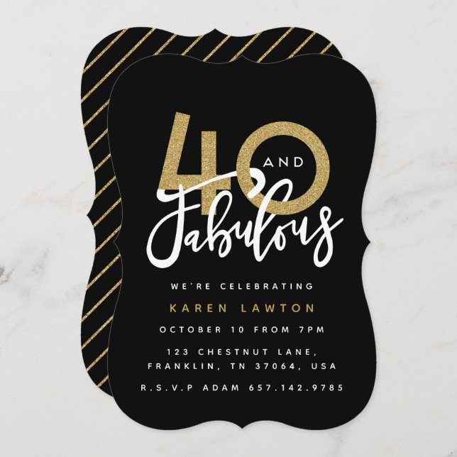 40 and fabulous birthday party invitation (Front/Back)