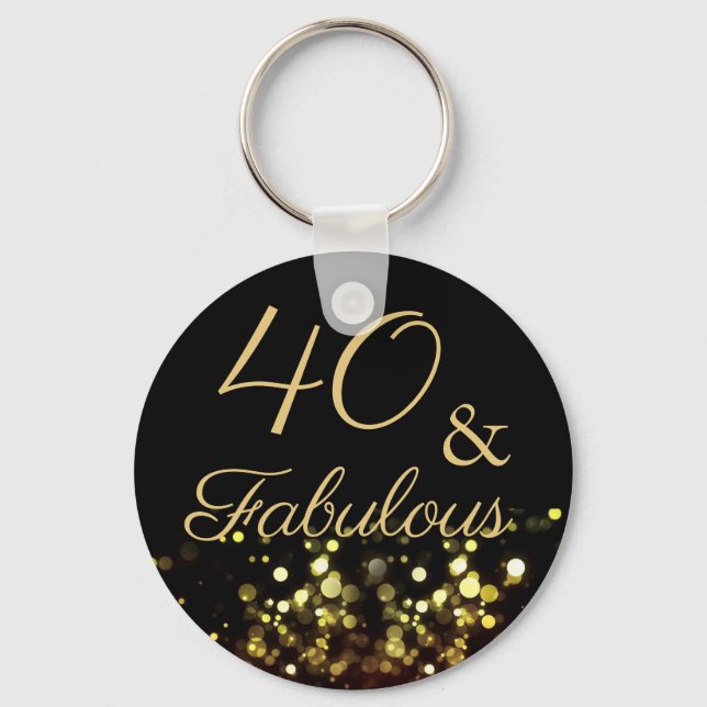 40 and Fabulous Birthday Party Key Ring (Front)