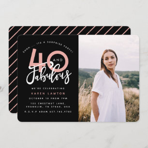 40 and fabulous birthday party photo invitation