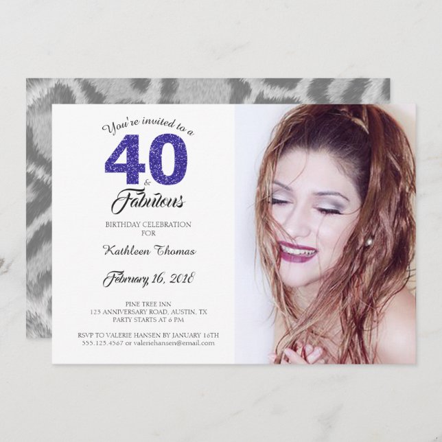 40 and Fabulous Birthday Party Photo Invitation (Front/Back)