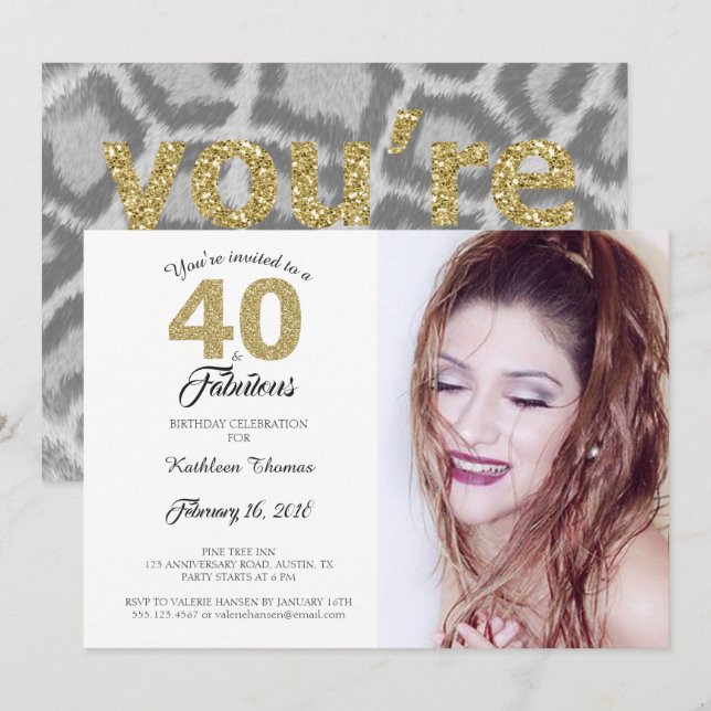 40 and Fabulous Birthday Party Photo Invitation (Front/Back)