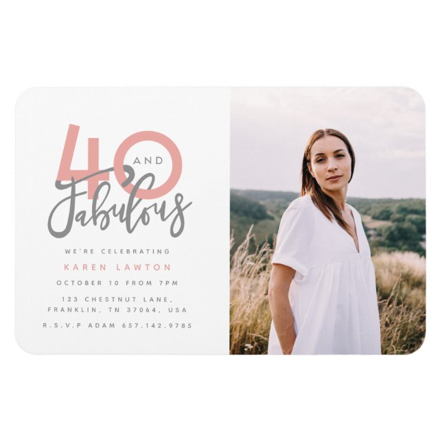 40 and fabulous birthday party photo invitation ma magnet (Horizontal)