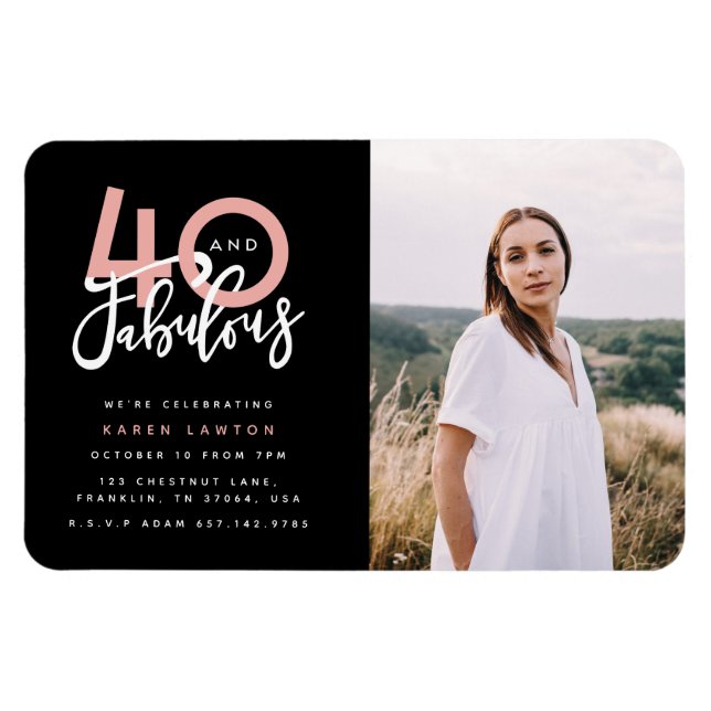 40 and fabulous birthday party photo invitation ma magnet (Horizontal)