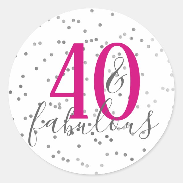 40 and Fabulous Birthday Party Stickers (Front)
