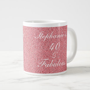 40 And Fabulous Birthday Rose Pink Blush Glitter Large Coffee Mug