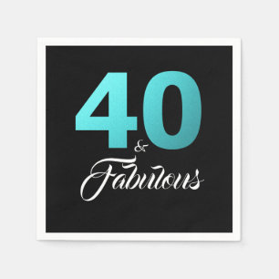 40 and Fabulous Black and Blue Birthday Party Napkin