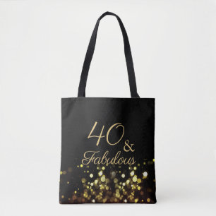 40 and Fabulous Black and Gold Birthday Tote Bag