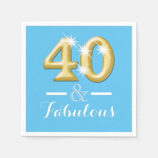 40 and fabulous blue birthday napkin (Front)