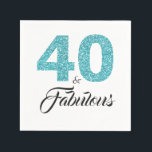 40 and Fabulous Blue Glitter 40th Birthday Party Napkin<br><div class="desc">Celebrate turning 40 in style with this elegant 40th birthday design. 40 and fabulous in turquoise blue glitter and black. Matching products such as invitation sets and party supplies & gifts are available in our shop. If you need any help please contact us through our store. We're happy to help...</div>