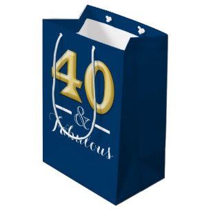 40 and fabulous blue gold birthday medium gift bag