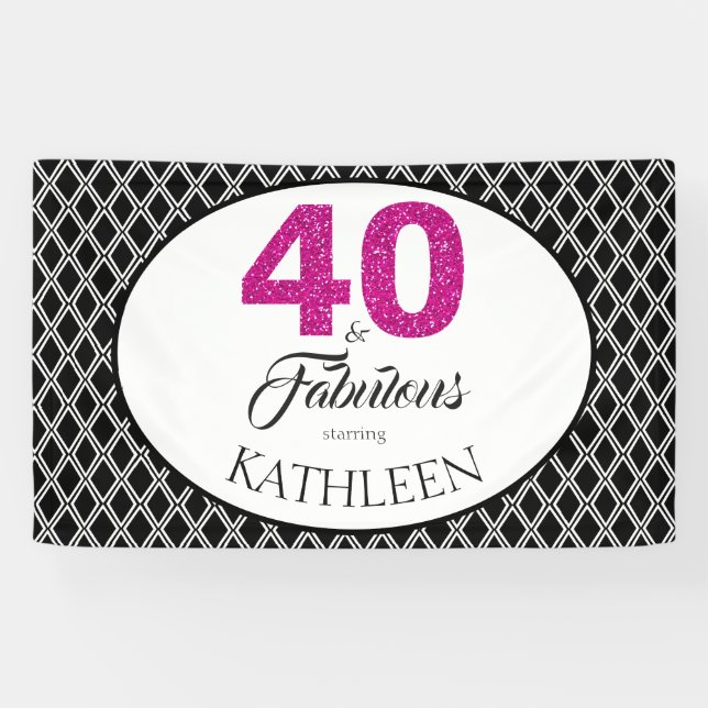 40 and Fabulous Custom 40th Birthday Banner (Horizontal)