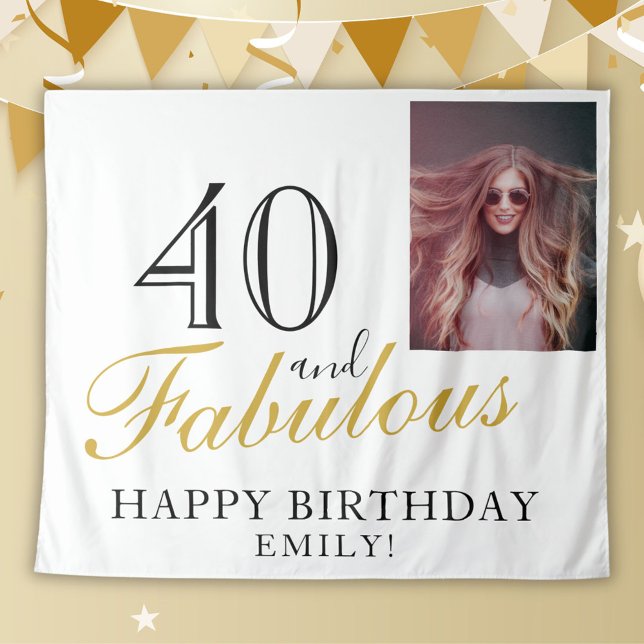 40 and Fabulous Elegant 40th Birthday Photo Tapestry (Creator Uploaded)