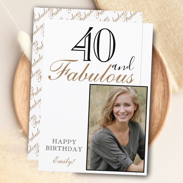 40 and Fabulous Elegant Happy Birthday Photo Card (Creator Uploaded)