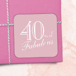 40 and Fabulous Elegant Script Pink 40th Birthday Square Sticker<br><div class="desc">40 and Fabulous Elegant Script Pink 40th Birthday Sticker. Modern white script on a blush pink background.</div>