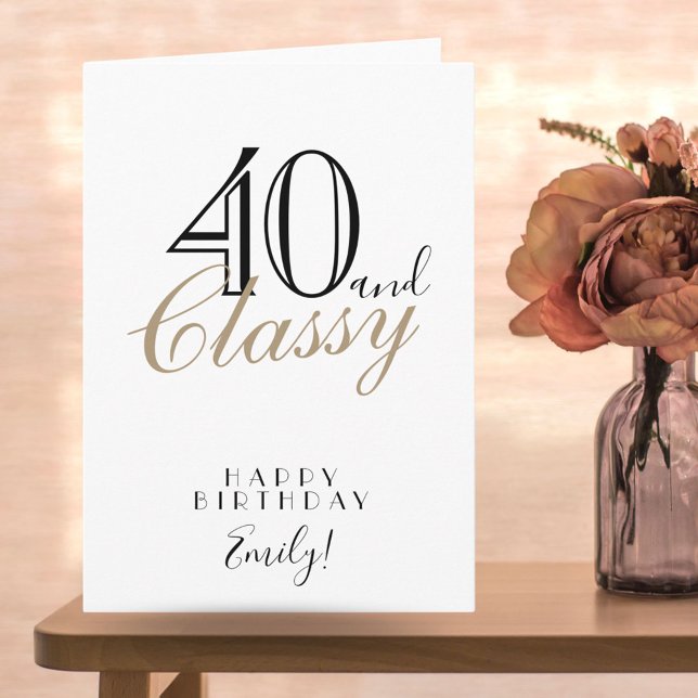 40 and Fabulous Elegant Typography 40th Birthday Card (Creator Uploaded)
