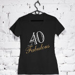 40 and Fabulous Elegant White Script Birthday T-Shirt<br><div class="desc">40 and Fabulous Elegant White Script Birthday T-shirt. Elegant design with trendy script in white colours. The t-shirt is a great gift for a woman celebrating her 40th birthday.</div>