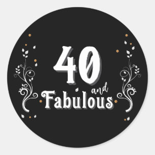 40 and Fabulous Foliage 40th Birthday Classic Round Sticker
