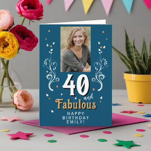 40 and Fabulous Foliage 40th Birthday Photo  Card