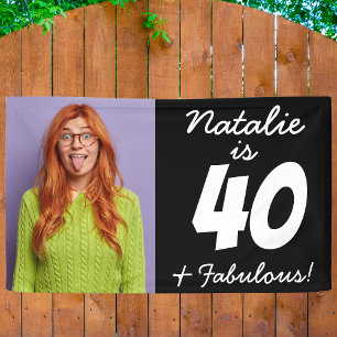 40 And Fabulous Funny Personalised Photo Birthday Banner