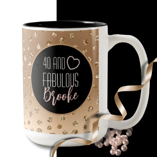 40 and Fabulous Glam Chic Girly Gold Black Blush  Two-Tone Coffee Mug